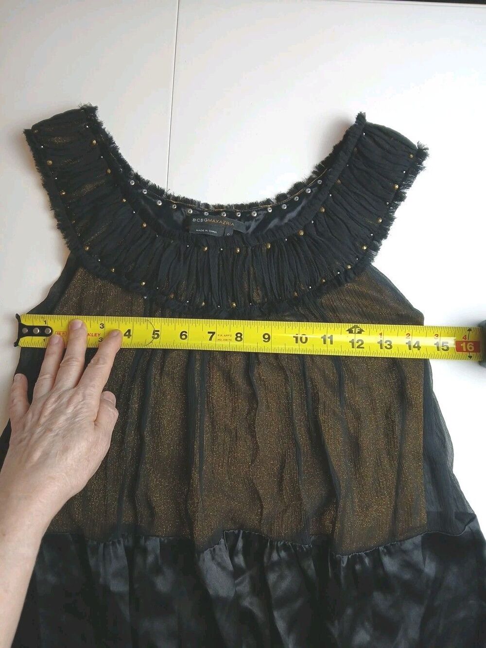 BCBGmaxmazria Black/Gold Bubble  Dress Size 0 Vintage Y2K Scoop Sleeveless Glitz - Picture 9 of 11